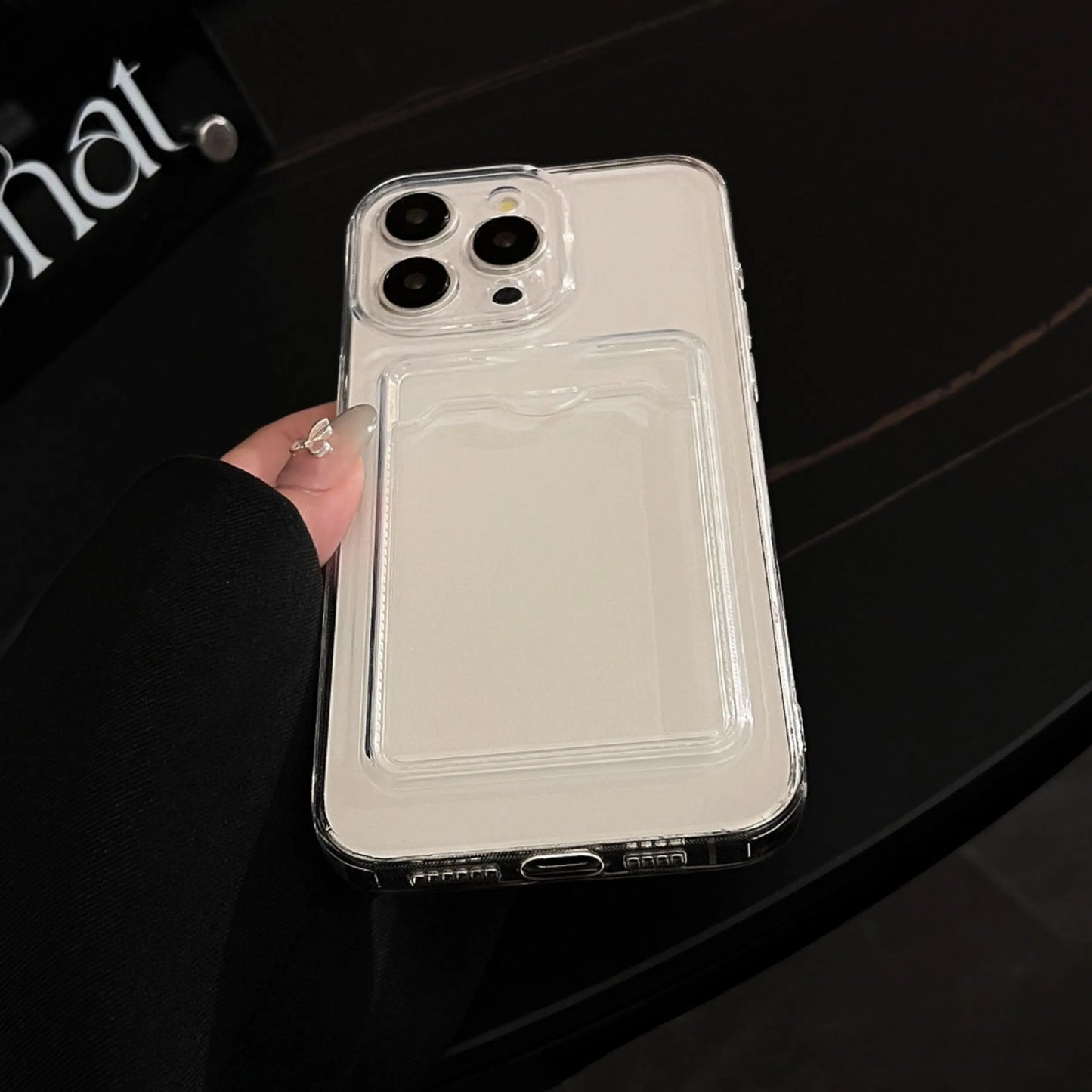 Transparent Silicone Clear Case for iPhone 17 16 15 14 13 12 11 Pro Max Shockproof Protection Soft Back Card Pocket Cover