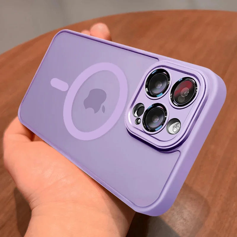 Luxury For Magsafe Phone Case For iPhone 17 16 15 14 13 12 11 Pro Max 16 15 17 Pro Lens Glass Film Clear Back Magnetic Cover