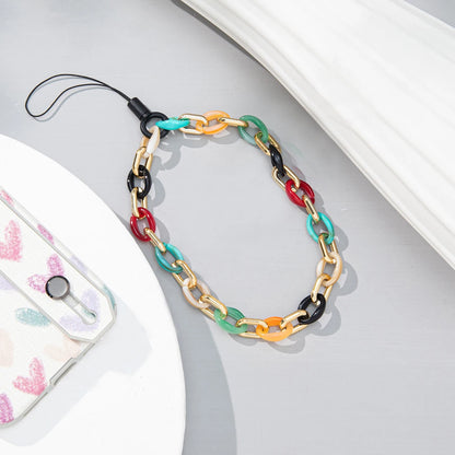 Fashion Colorful Anti-Lost Acrylic Lobster Clasp Cellphone Chains Lanyard for Women Men Mobile Phone Chain Jewelry Accessories