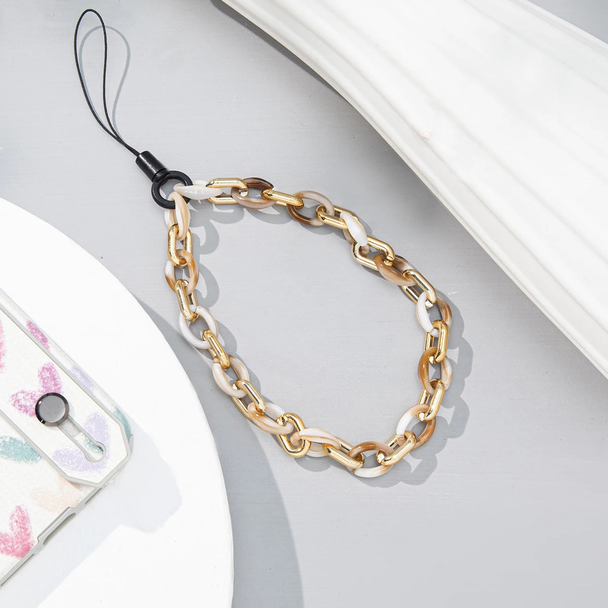 Fashion Colorful Anti-Lost Acrylic Lobster Clasp Cellphone Chains Lanyard for Women Men Mobile Phone Chain Jewelry Accessories