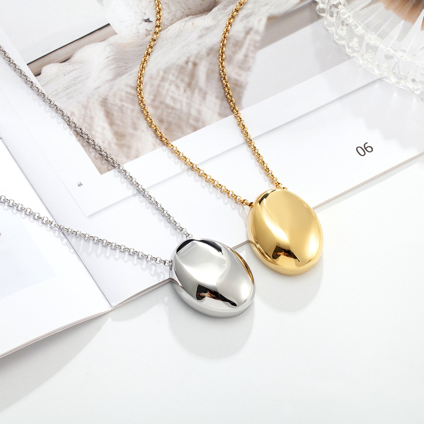 Korean Style Drop Pendant Necklace with Gold Plated Chain