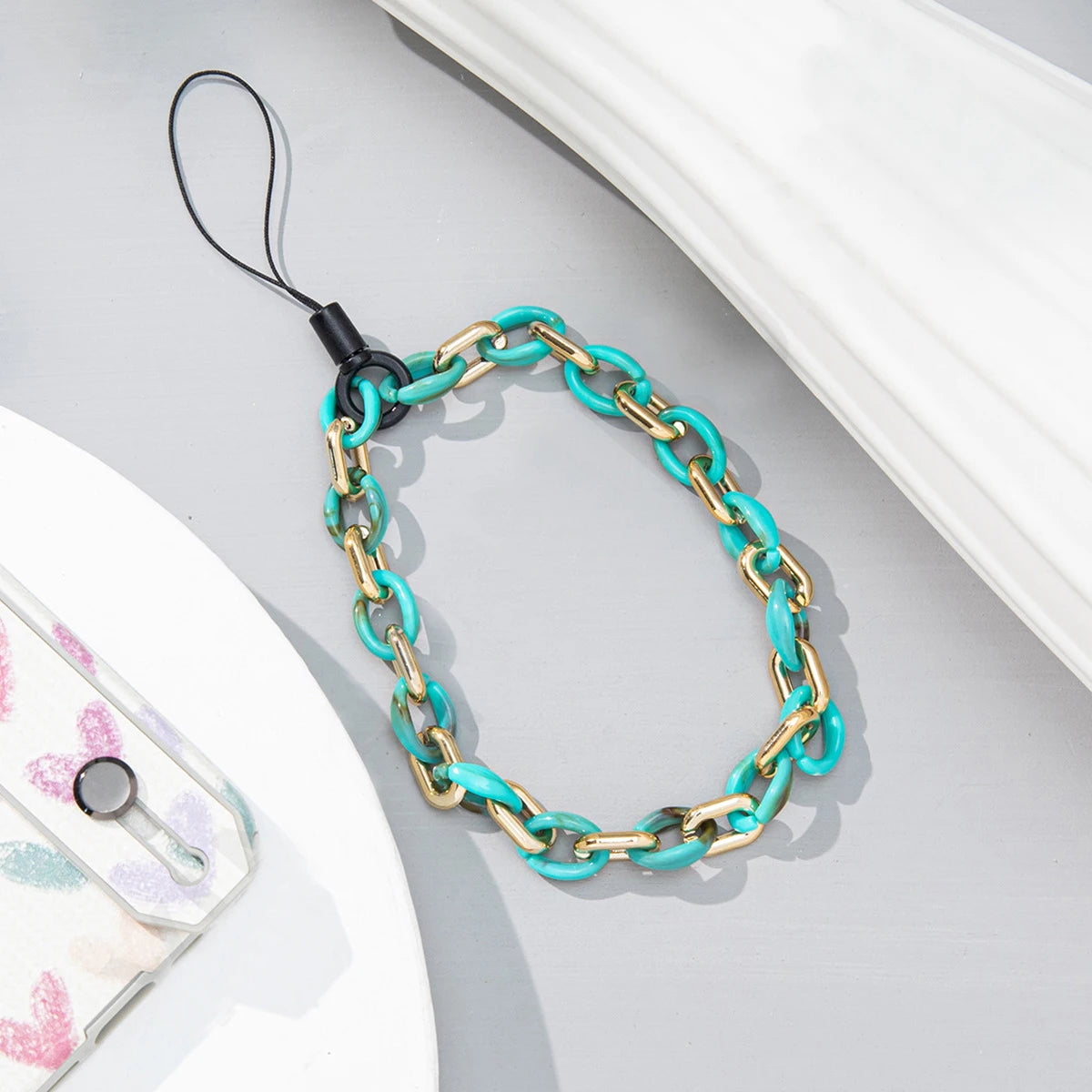 Fashion Colorful Anti-Lost Acrylic Lobster Clasp Cellphone Chains Lanyard for Women Men Mobile Phone Chain Jewelry Accessories