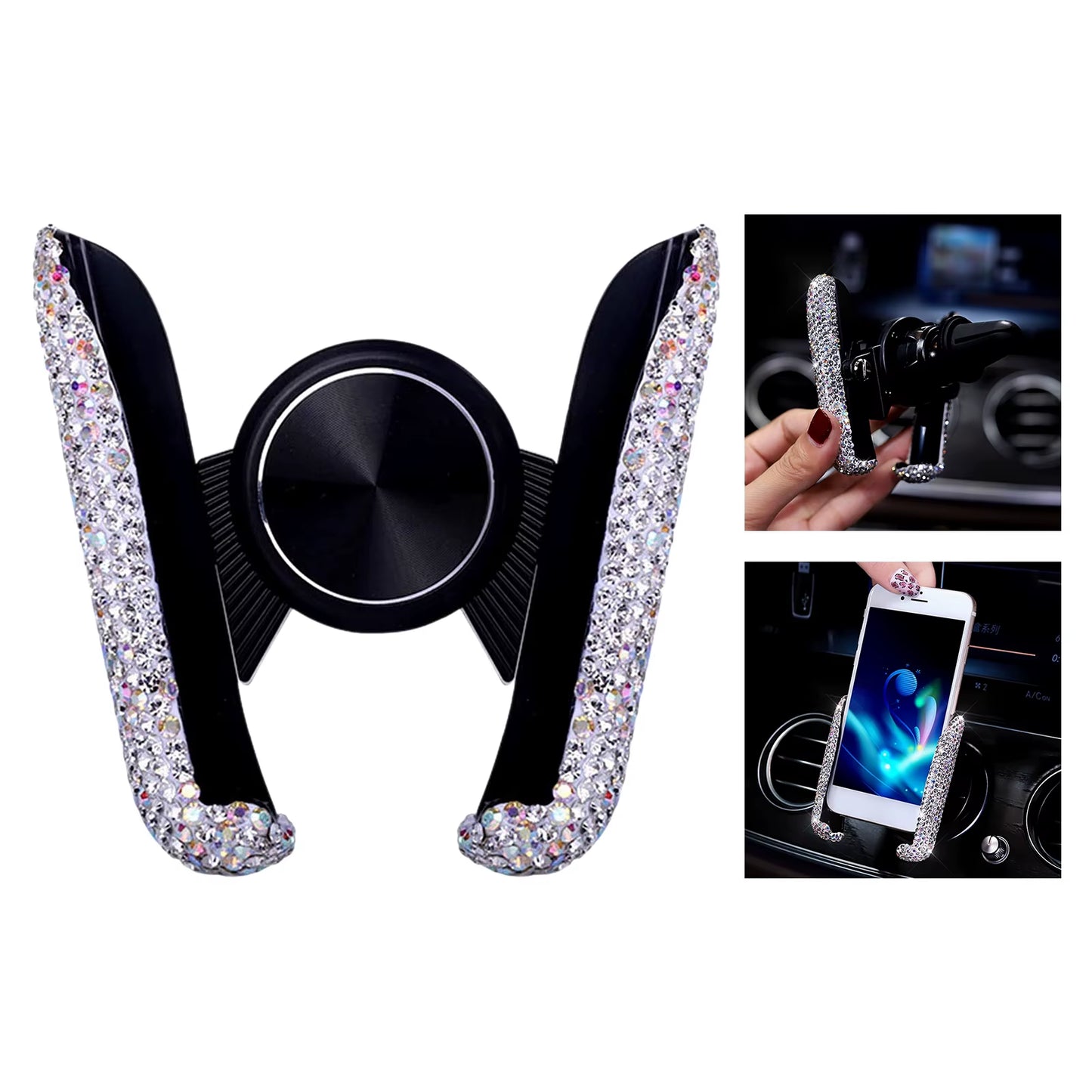 Car Phone Holder Women Diamond Crystal Car Air Vent Mount Clip Mobile Phone Holder Stand in Car Bracket Interior Accessories