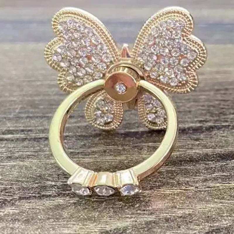 New Diamond Butterfly Finger Ring Mobile Phone Holder 360 Rotating Universal Desktop Bracket Phone Accessories