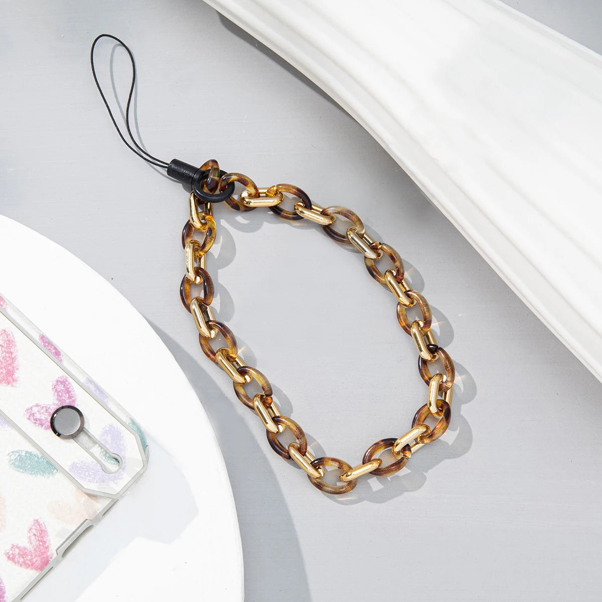 Fashion Colorful Anti-Lost Acrylic Lobster Clasp Cellphone Chains Lanyard for Women Men Mobile Phone Chain Jewelry Accessories