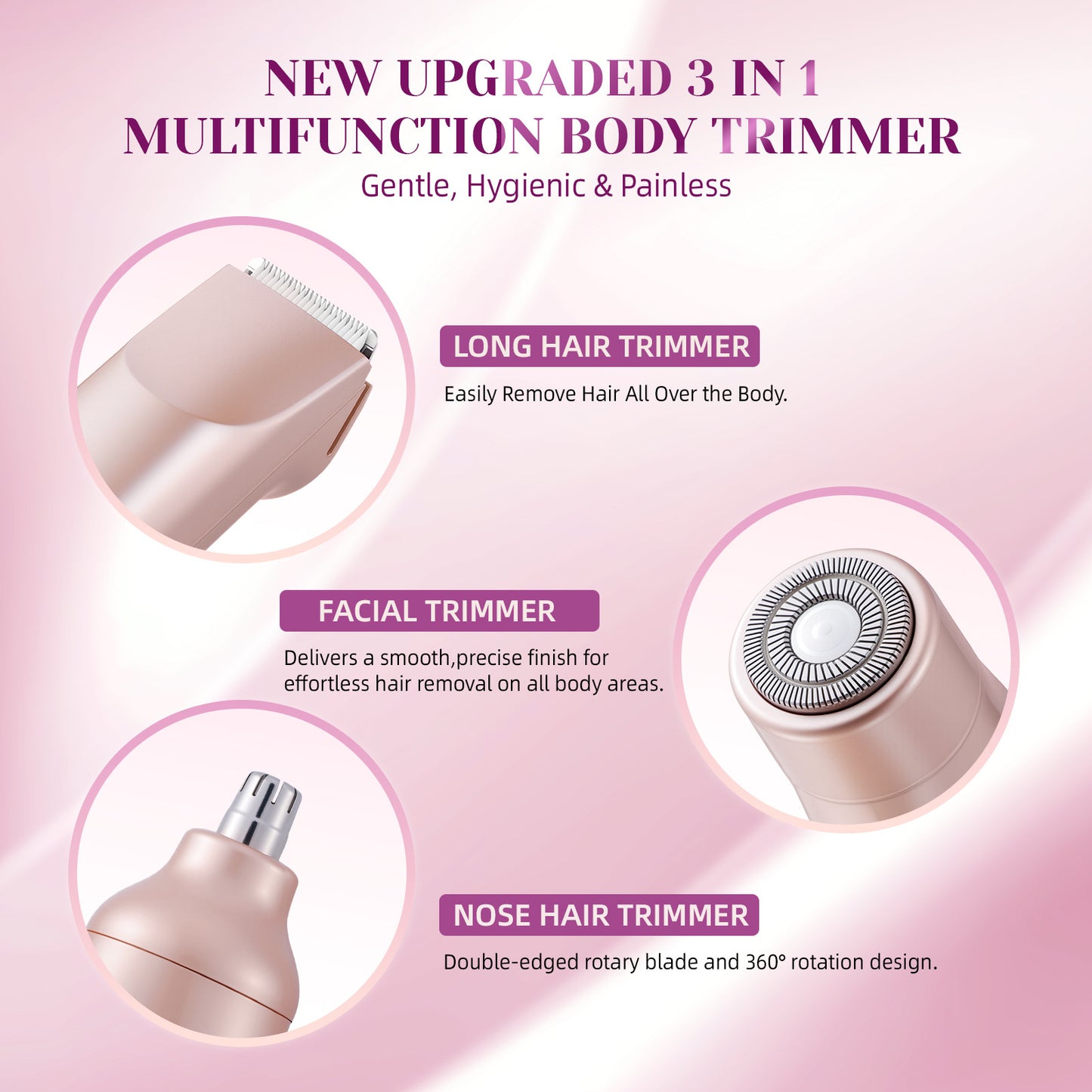 Women's Electric Shaver Three-in-One Hair Removal Device