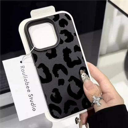 Fine Shimmer Leopard Print Silicone Cases For iPhone 17 14 15 16 Pro Max Plus Case iPhone 15 16 13 12 11 15 8 XS XR Luxury Cover