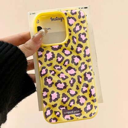 Leopard print Texture Case For iPhone 15 Pro Max Cases iPhone 17 11 12 13 ProMax 14 16 Plus Candy Colors Shockproof Cute Fundas