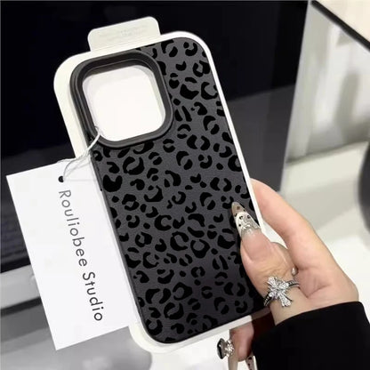 Fine Shimmer Leopard Print Silicone Cases For iPhone 17 14 15 16 Pro Max Plus Case iPhone 15 16 13 12 11 15 8 XS XR Luxury Cover
