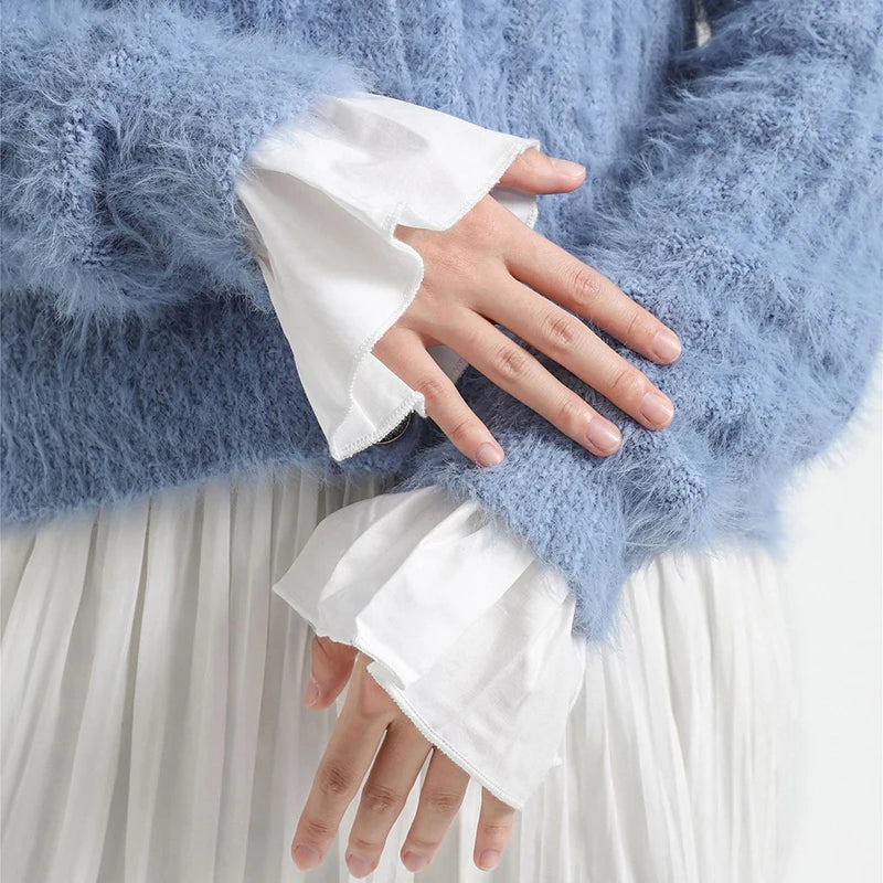 Women Fake Arm Sleeves With Short Tassels White And Black Pleated Cuff Beautiful Lace Accessories Outdoor Embellishments