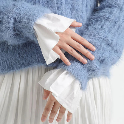 Women Fake Arm Sleeves With Short Tassels White And Black Pleated Cuff Beautiful Lace Accessories Outdoor Embellishments