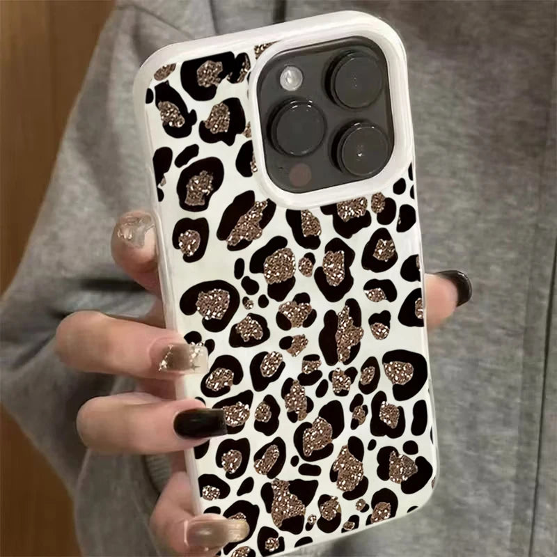 Leopard print Texture Case For iPhone 15 Pro Max Cases iPhone 17 11 12 13 ProMax 14 16 Plus Candy Colors Shockproof Cute Fundas