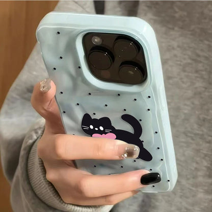 Bow Cat Dots Pattern Phone Case For iPhone 17 Cases iPhone 16 Pro Max 15 14 Plus 13 12 11 17 Air Shockproof Bumper Cases Cover
