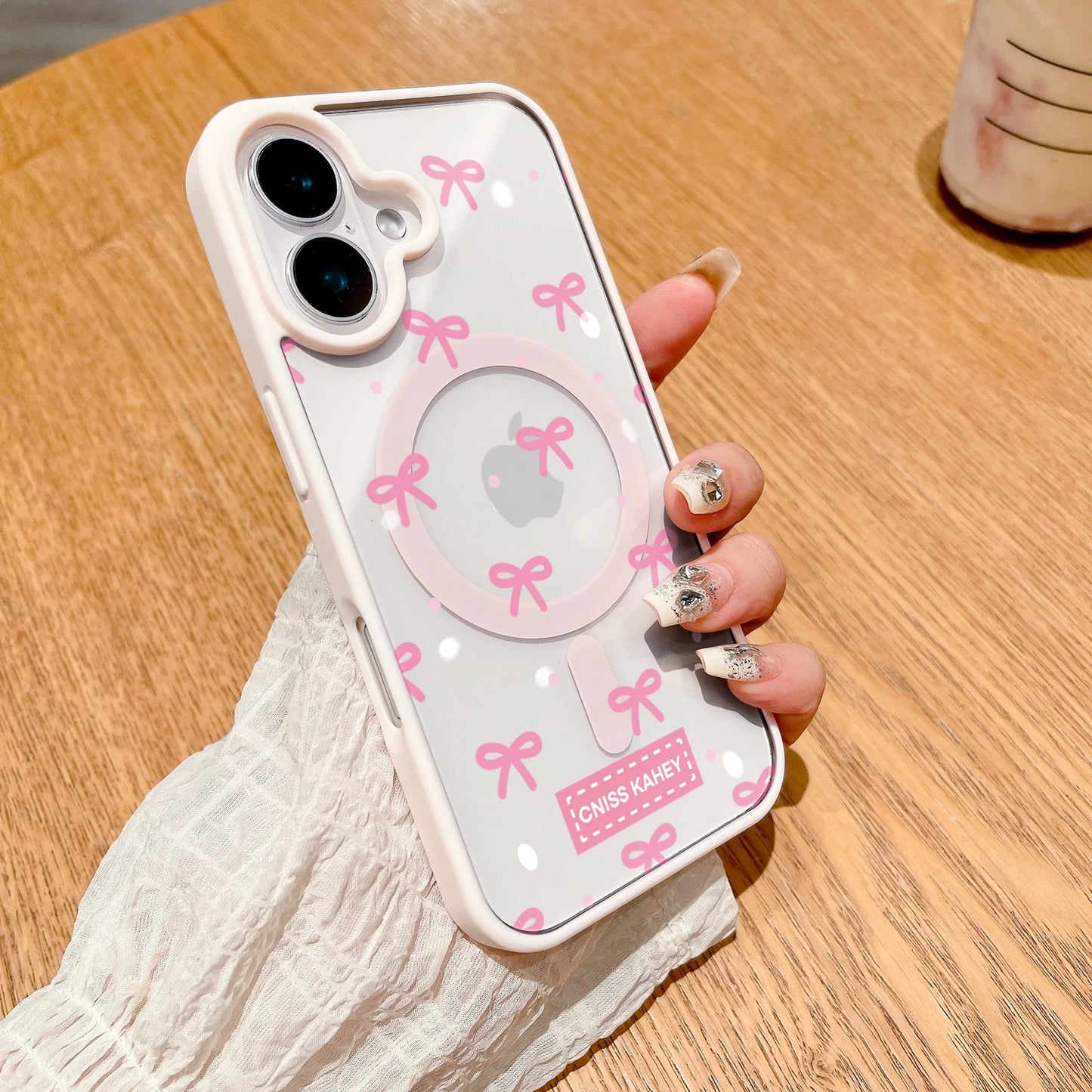 Cute Bow girl Clear Case For Magsafe iPhone 15 Pro Max 17 16 15 14 11 13 12 Pro Max Plus Cases Magnetic Wireless Charing Fundas