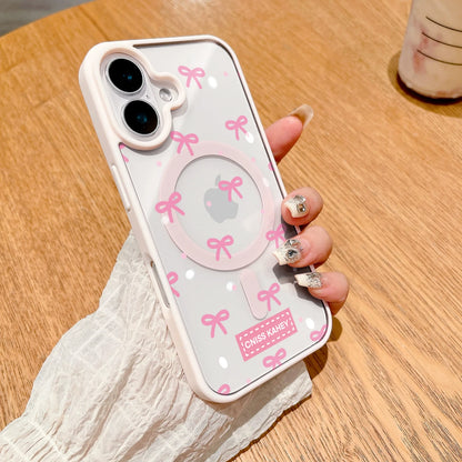 Cute Bow girl Clear Case For Magsafe iPhone 15 Pro Max 17 16 15 14 11 13 12 Pro Max Plus Cases Magnetic Wireless Charing Fundas