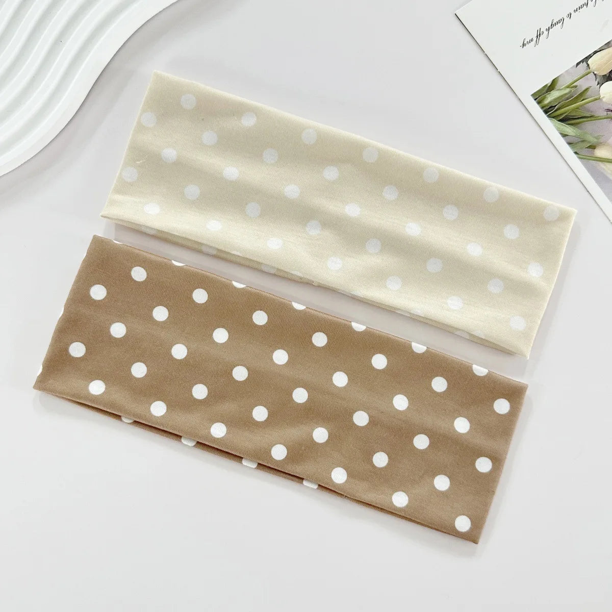 Y2K Retro Polka Dot Stretch Women Girl Headband Boho Style Fashiona Versatile Wide Headbands Yoga Sports Dating Hair Accessories