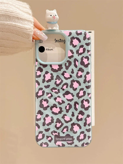 Leopard print Texture Case For iPhone 15 Pro Max Cases iPhone 17 11 12 13 ProMax 14 16 Plus Candy Colors Shockproof Cute Fundas