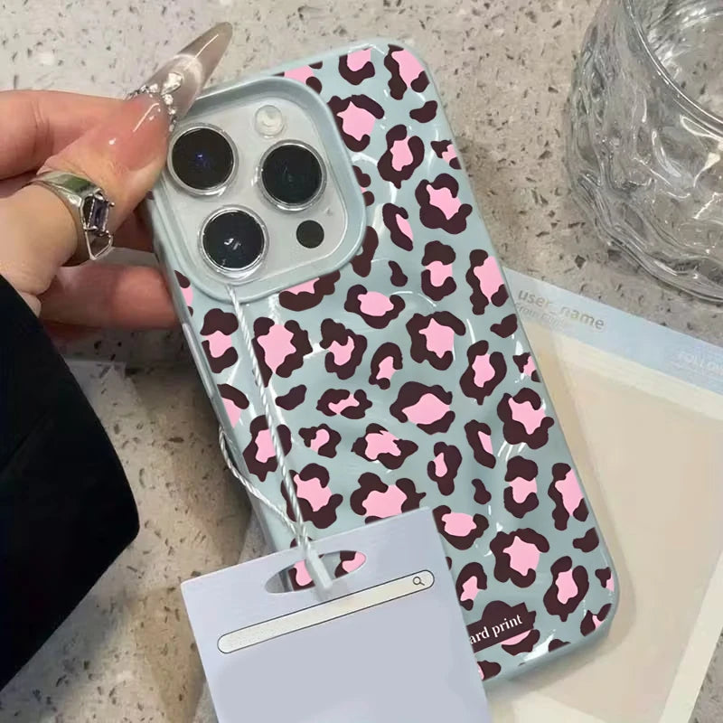 Leopard print Texture Case For iPhone 15 Pro Max Cases iPhone 17 11 12 13 ProMax 14 16 Plus Candy Colors Shockproof Cute Fundas