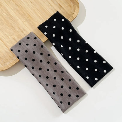 Y2K Retro Polka Dot Stretch Women Girl Headband Boho Style Fashiona Versatile Wide Headbands Yoga Sports Dating Hair Accessories