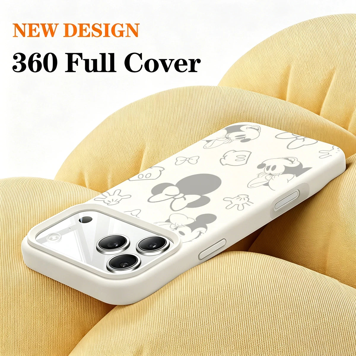 Official Original Liquid Silicone Phone Case for iPhone 17 16 15 13 14 12 Pro Max  Minnie Mouse Cases For 15 16 11 17 Pro Cover