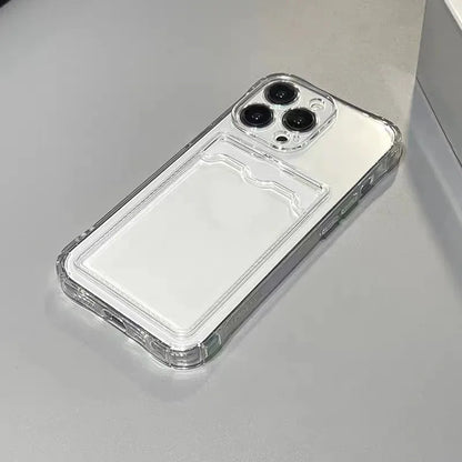 Transparent Silicone Clear Case for iPhone 17 16 15 14 13 12 11 Pro Max Shockproof Protection Soft Back Card Pocket Cover