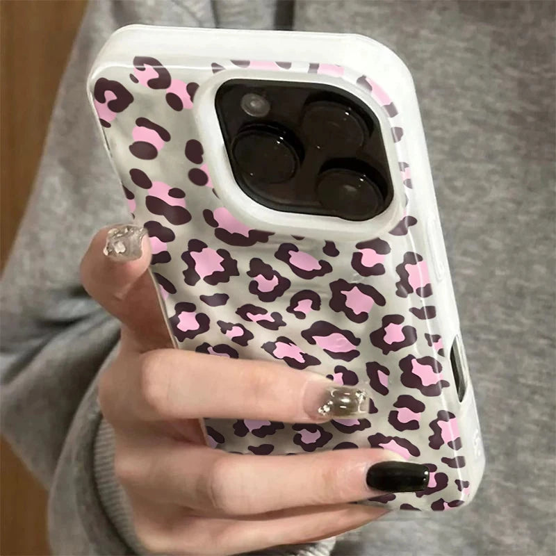 Leopard print Texture Case For iPhone 15 Pro Max Cases iPhone 17 11 12 13 ProMax 14 16 Plus Candy Colors Shockproof Cute Fundas