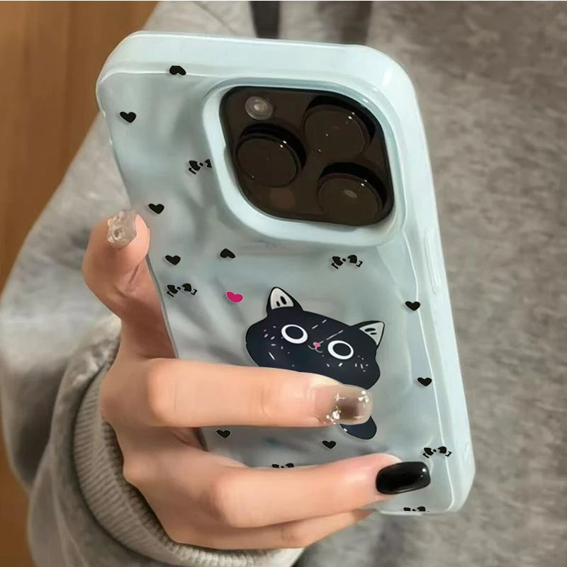 Bow Cat Dots Pattern Phone Case For iPhone 17 Cases iPhone 16 Pro Max 15 14 Plus 13 12 11 17 Air Shockproof Bumper Cases Cover