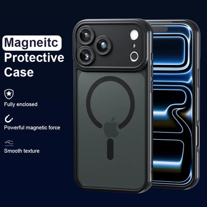 Luxury For Magsafe Phone Case For iPhone 17 16 15 14 13 12 11 Pro Max 16 15 17 Pro Lens Glass Film Clear Back Magnetic Cover
