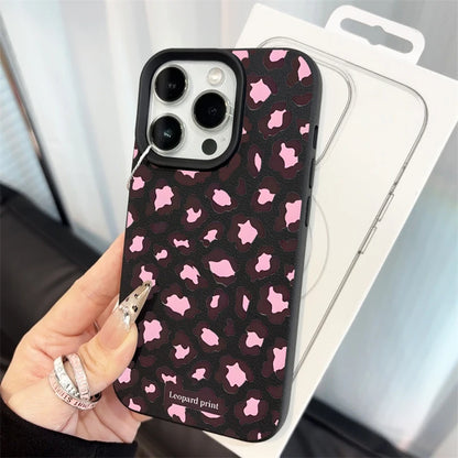 Fine Shimmer Leopard Print Silicone Cases For iPhone 17 14 15 16 Pro Max Plus Case iPhone 15 16 13 12 11 15 8 XS XR Luxury Cover