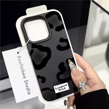 Fine Shimmer Leopard Print Silicone Cases For iPhone 17 14 15 16 Pro Max Plus Case iPhone 15 16 13 12 11 15 8 XS XR Luxury Cover