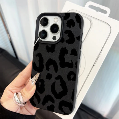 Fine Shimmer Leopard Print Silicone Cases For iPhone 17 14 15 16 Pro Max Plus Case iPhone 15 16 13 12 11 15 8 XS XR Luxury Cover