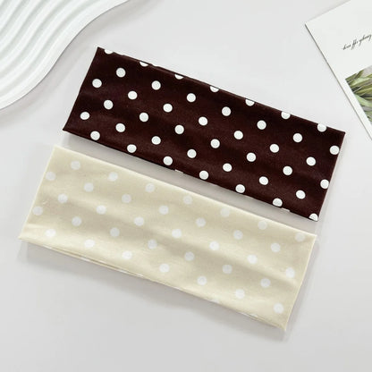 Y2K Retro Polka Dot Stretch Women Girl Headband Boho Style Fashiona Versatile Wide Headbands Yoga Sports Dating Hair Accessories