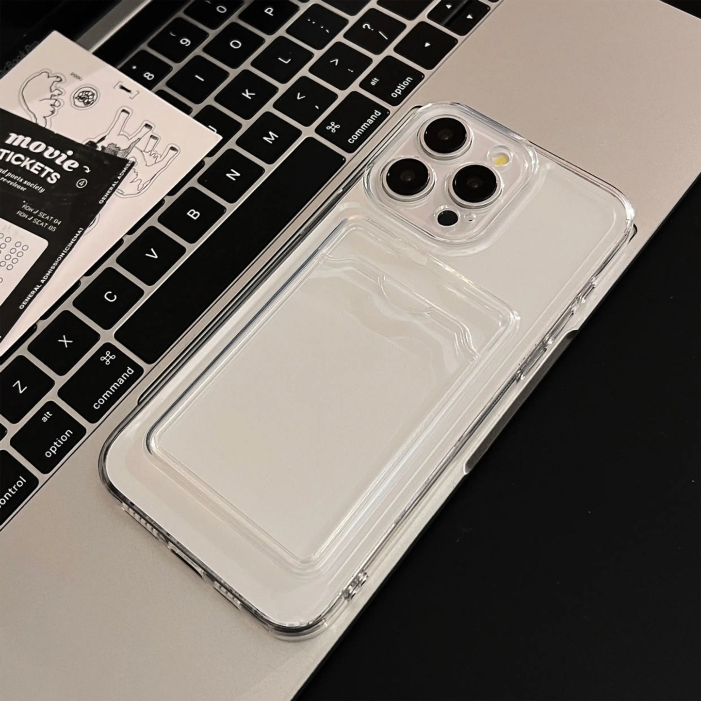 Transparent Silicone Clear Case for iPhone 17 16 15 14 13 12 11 Pro Max Shockproof Protection Soft Back Card Pocket Cover