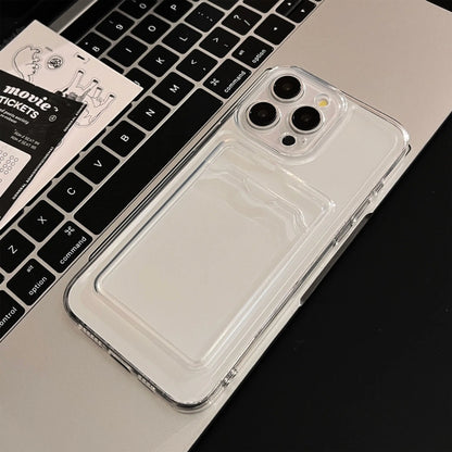 Transparent Silicone Clear Case for iPhone 17 16 15 14 13 12 11 Pro Max Shockproof Protection Soft Back Card Pocket Cover