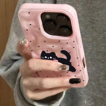 Bow Cat Dots Pattern Phone Case For iPhone 17 Cases iPhone 16 Pro Max 15 14 Plus 13 12 11 17 Air Shockproof Bumper Cases Cover