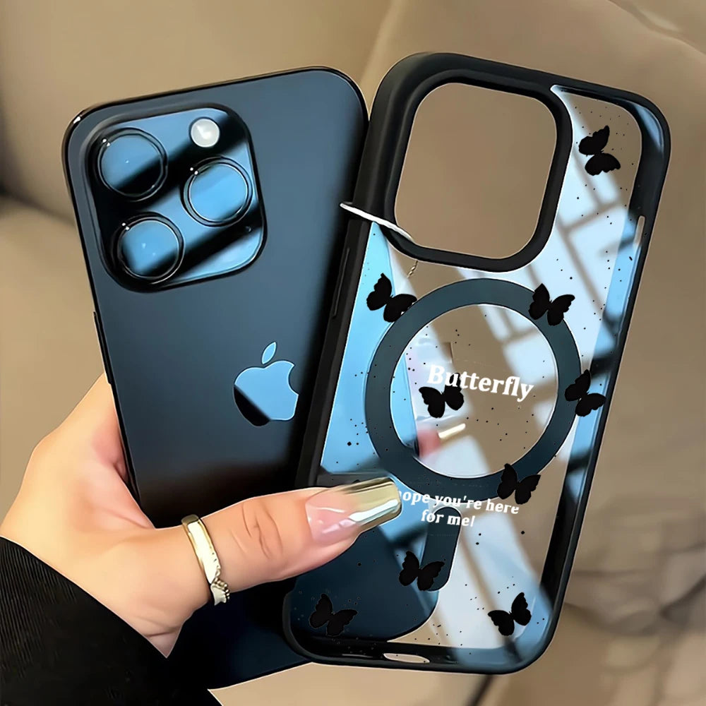 Cute Bow girl Clear Case For Magsafe iPhone 15 Pro Max 17 16 15 14 11 13 12 Pro Max Plus Cases Magnetic Wireless Charing Fundas