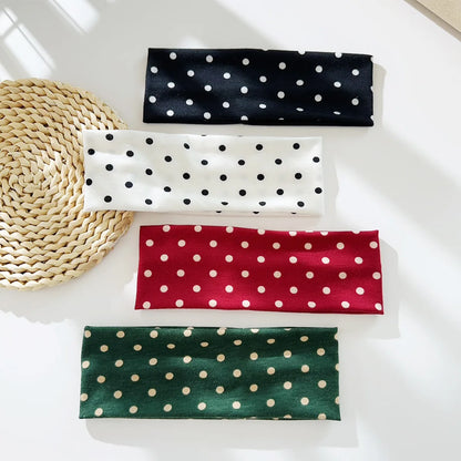 Y2K Retro Polka Dot Stretch Women Girl Headband Boho Style Fashiona Versatile Wide Headbands Yoga Sports Dating Hair Accessories