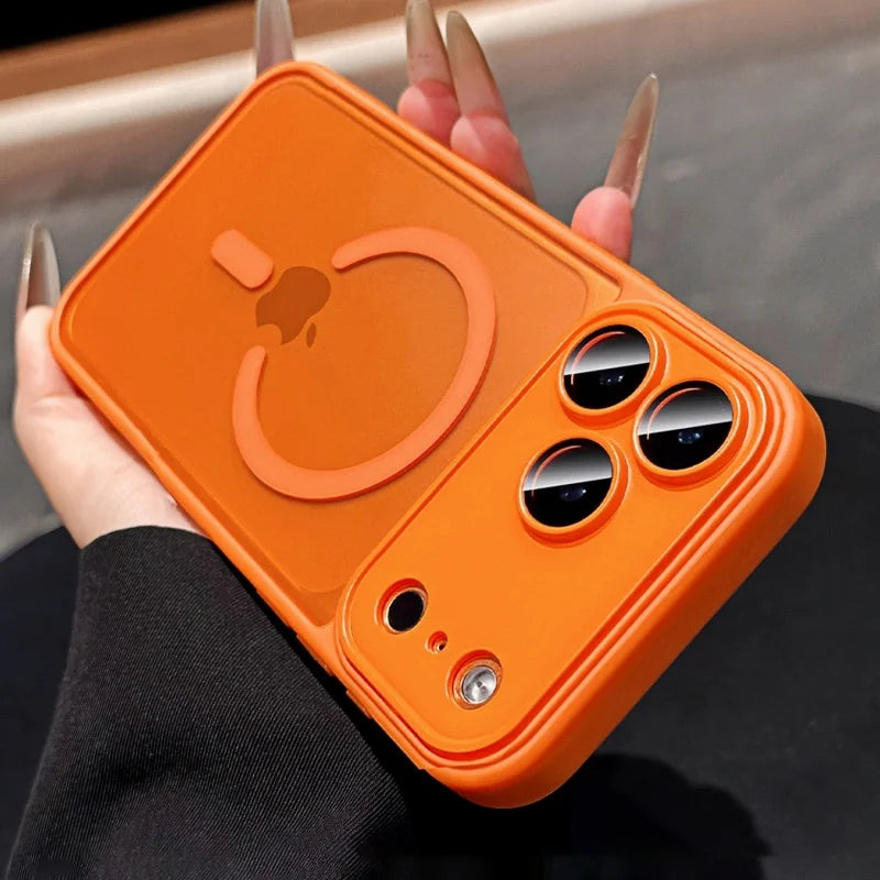 Luxury For Magsafe Phone Case For iPhone 17 16 15 14 13 12 11 Pro Max 16 15 17 Pro Lens Glass Film Clear Back Magnetic Cover