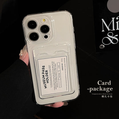 Transparent Silicone Clear Case for iPhone 17 16 15 14 13 12 11 Pro Max Shockproof Protection Soft Back Card Pocket Cover