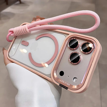 New Tech-Style Lanyard Window Magnetic Phone Case For iPhone 17 15 16 13 11 14 12 Pro Max 17 ProMax Cases With Strap Phone Cover