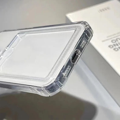 Transparent Silicone Clear Case for iPhone 17 16 15 14 13 12 11 Pro Max Shockproof Protection Soft Back Card Pocket Cover