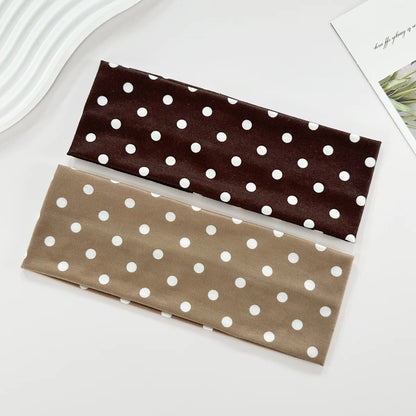 Y2K Retro Polka Dot Stretch Women Girl Headband Boho Style Fashiona Versatile Wide Headbands Yoga Sports Dating Hair Accessories