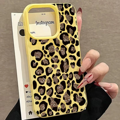 Leopard print Texture Case For iPhone 15 Pro Max Cases iPhone 17 11 12 13 ProMax 14 16 Plus Candy Colors Shockproof Cute Fundas