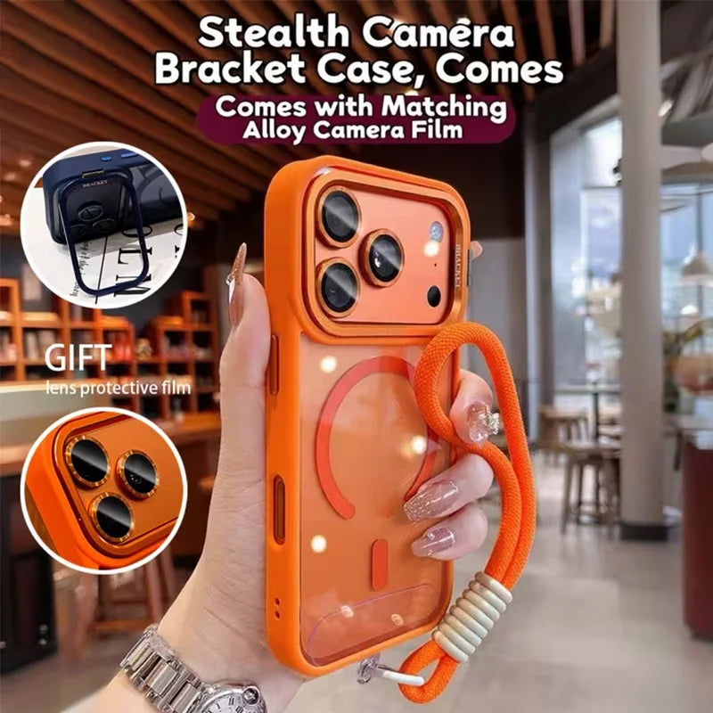New Tech-Style Lanyard Window Magnetic Phone Case For iPhone 17 15 16 13 11 14 12 Pro Max 17 ProMax Cases With Strap Phone Cover