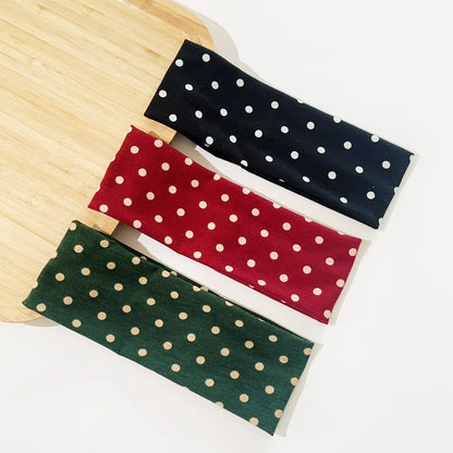 Y2K Retro Polka Dot Stretch Women Girl Headband Boho Style Fashiona Versatile Wide Headbands Yoga Sports Dating Hair Accessories