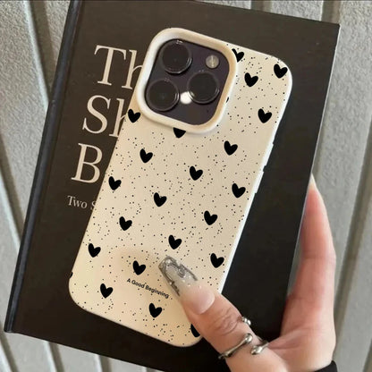 Fashion INS Love Heart Silicone Cases For iPhone 16 Pro 15 14 17 13 11 Pro Max 12 Pro Plus Shockproof Lichee Pattern Soft Cover