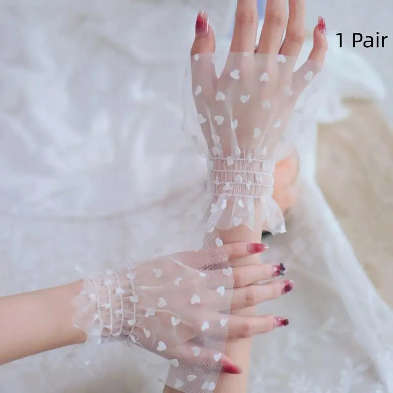 Women Fake Arm Sleeves With Short Tassels White And Black Pleated Cuff Beautiful Lace Accessories Outdoor Embellishments