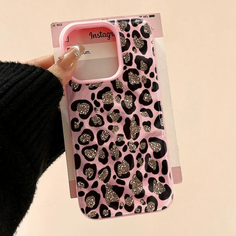 Leopard print Texture Case For iPhone 15 Pro Max Cases iPhone 17 11 12 13 ProMax 14 16 Plus Candy Colors Shockproof Cute Fundas