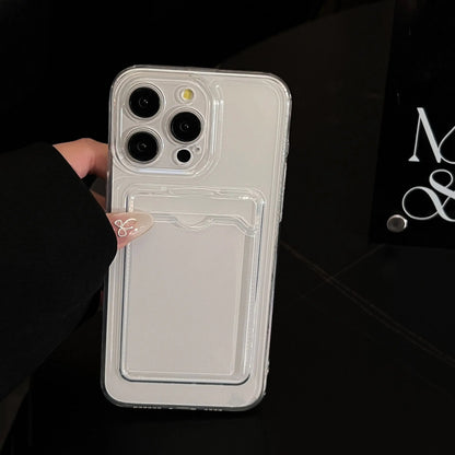 Transparent Silicone Clear Case for iPhone 17 16 15 14 13 12 11 Pro Max Shockproof Protection Soft Back Card Pocket Cover