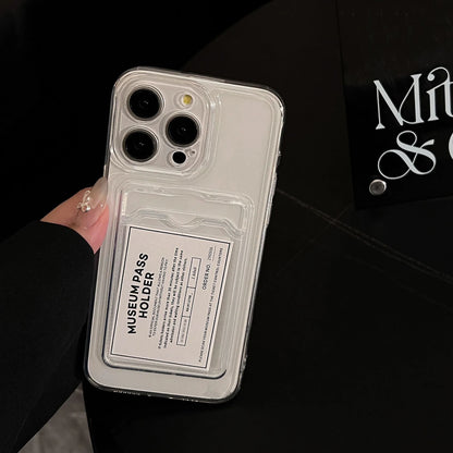 Transparent Silicone Clear Case for iPhone 17 16 15 14 13 12 11 Pro Max Shockproof Protection Soft Back Card Pocket Cover
